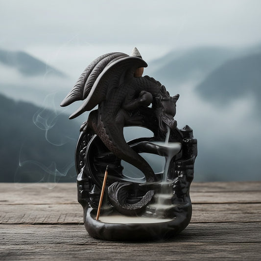 Incensário Cascata Dragão Sagrado em Cerâmica