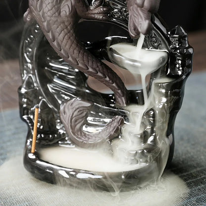 Incensário Cascata Dragão Sagrado em Cerâmica